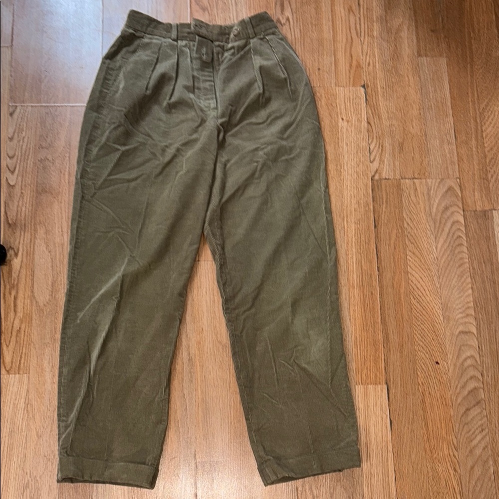 Olive Green High-Waisted Utility Trousers